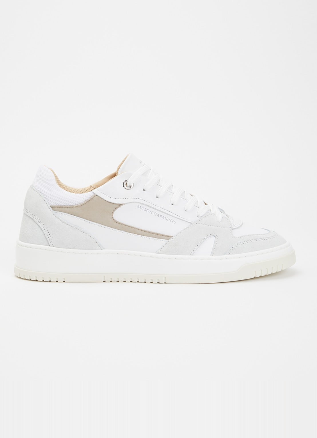 Mason Garments Matera sneaker van nubuck met details van suède - voorkant 5 gebroken wit