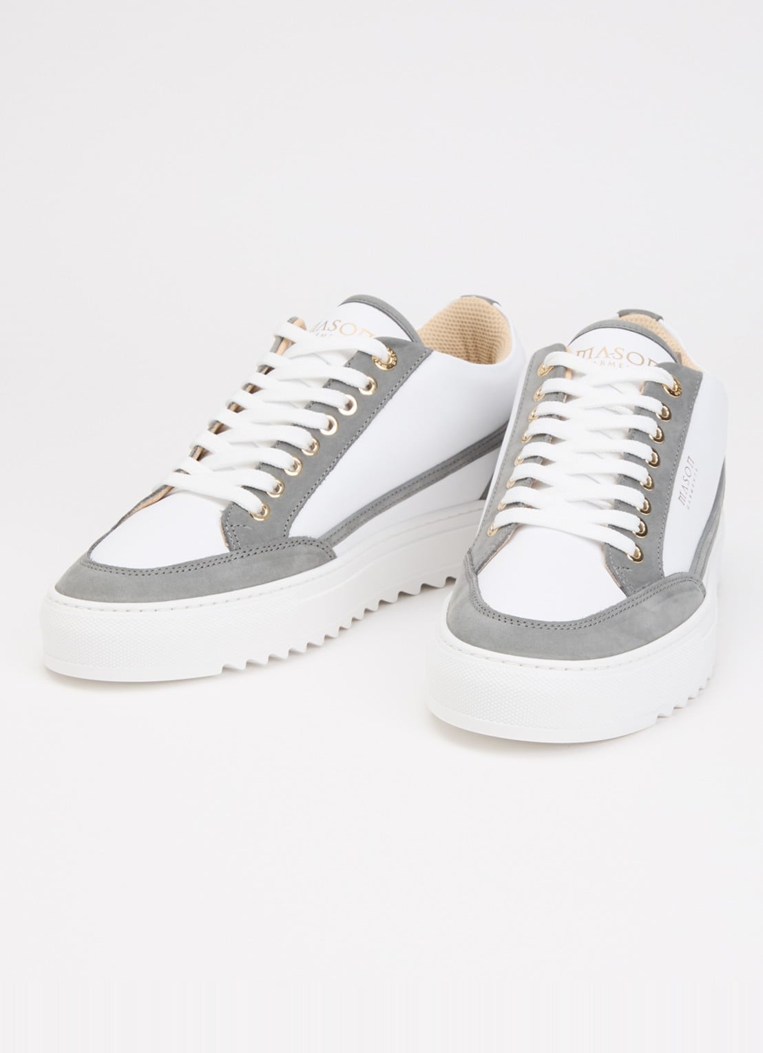 Mason Garments Tia Giovanile sneaker van leer met details van nubuck - detail 3 donkergrijs