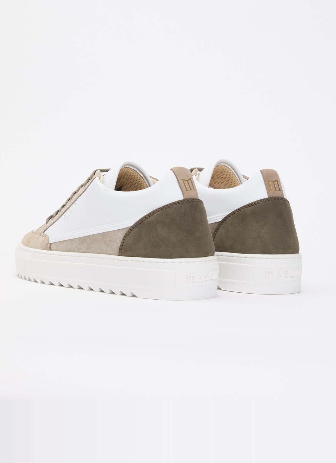 Mason Garments Tia Ludico sneaker van leer met suède details - achterkant beige