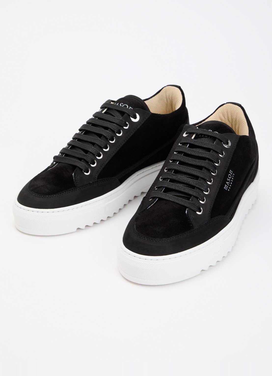 Mason Garments Tia Miscuglio sneaker van suède met details van nubuck - detail 3 zwart