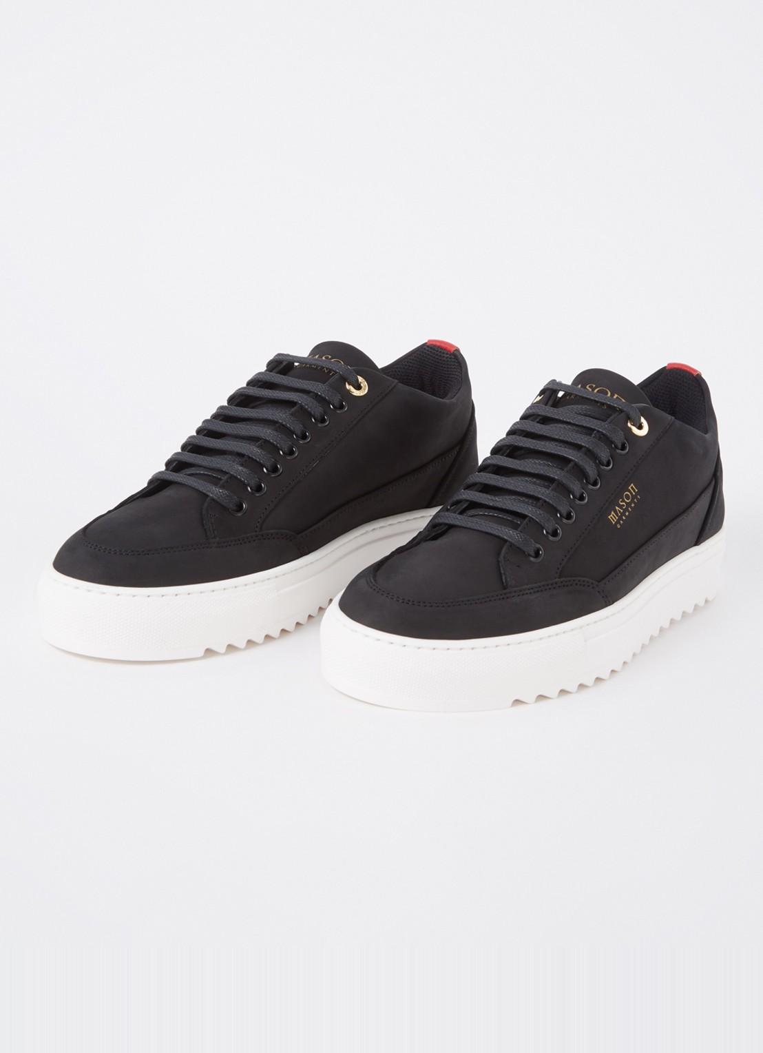 Mason Garments Tia Nabuk sneaker van nubuck met logo - detail zwart