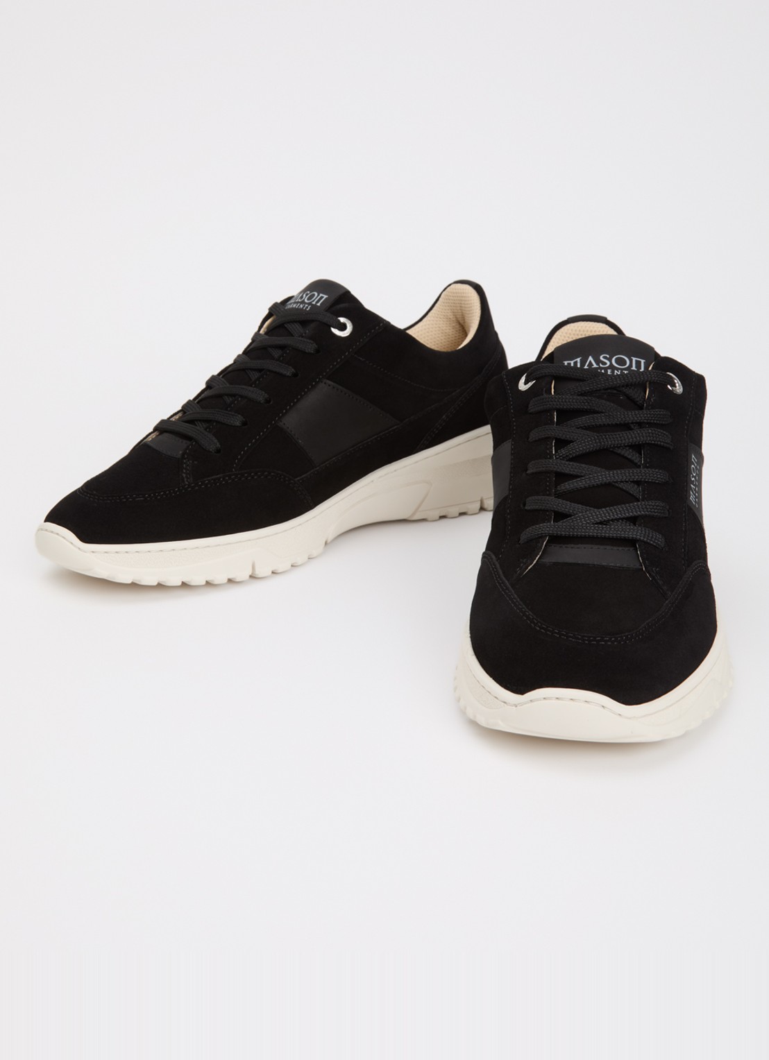 Mason Garments Tia Runner sneaker van suède met details van nubuck - detail zwart