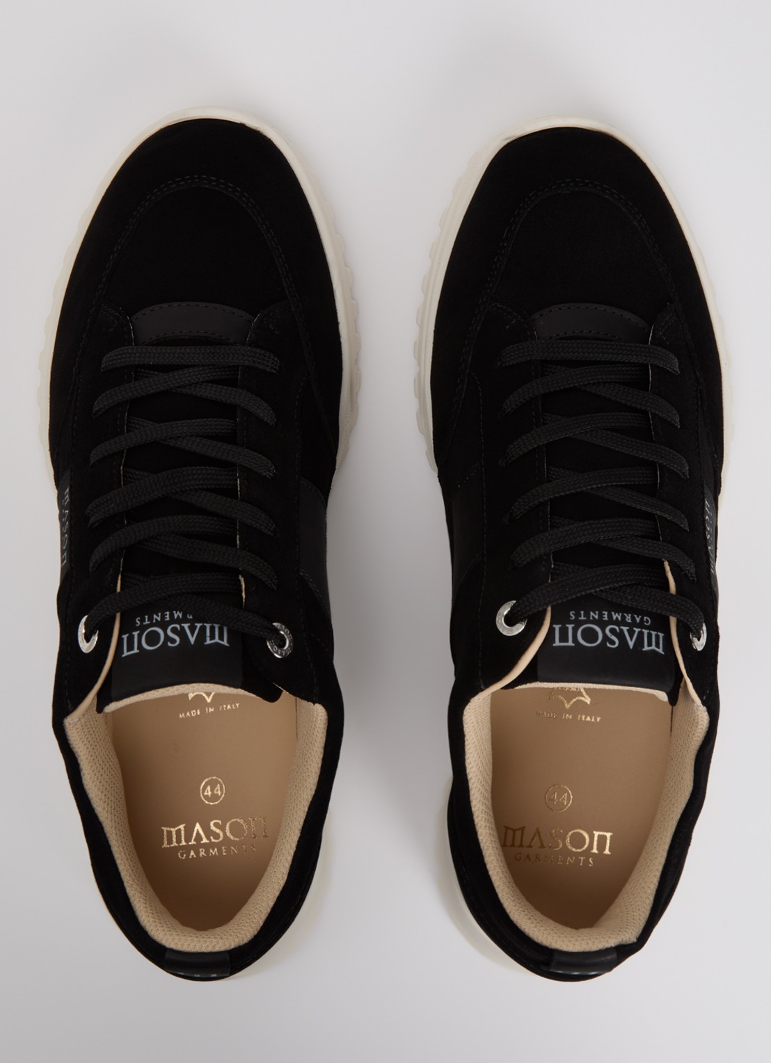 Mason Garments Tia Runner sneaker van suède met details van nubuck - detail 2 zwart