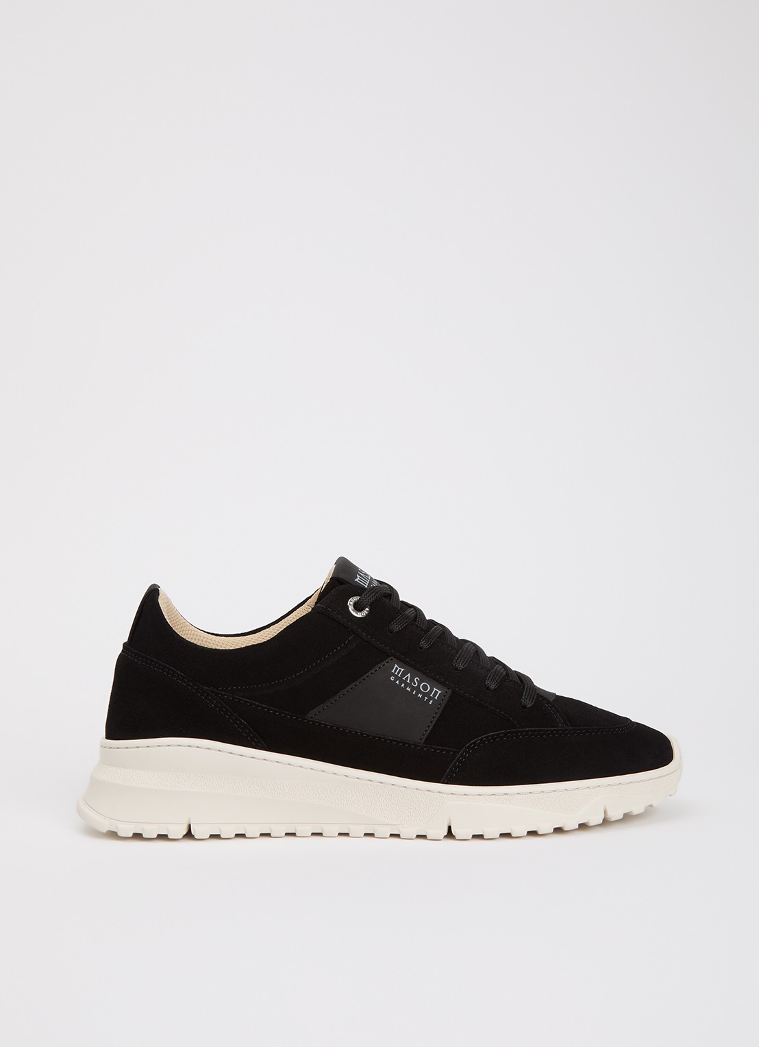Mason Garments Tia Runner sneaker van suède met details van nubuck - voorkant 4 zwart