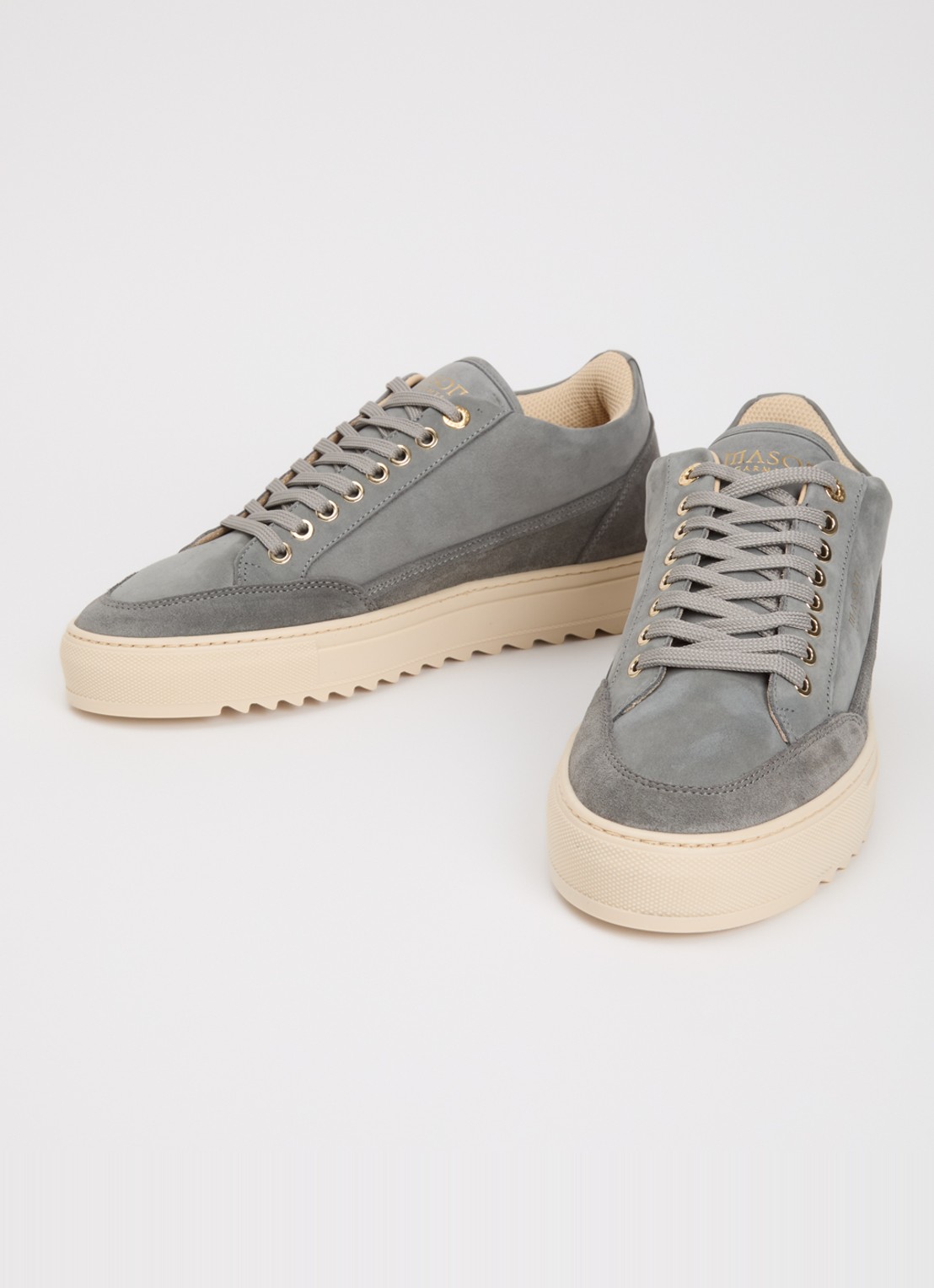 Mason Garments Tia sneaker van nubuck met details van suède - detail donkergrijs