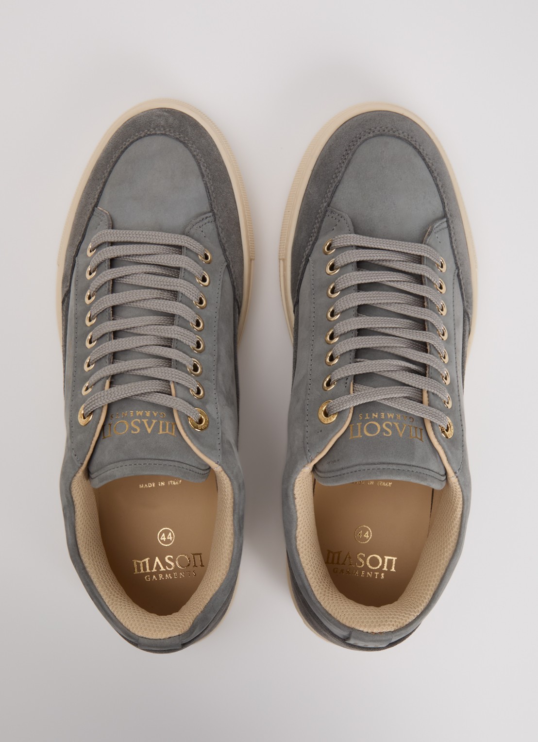 Mason Garments Tia sneaker van nubuck met details van suède - detail 2 donkergrijs