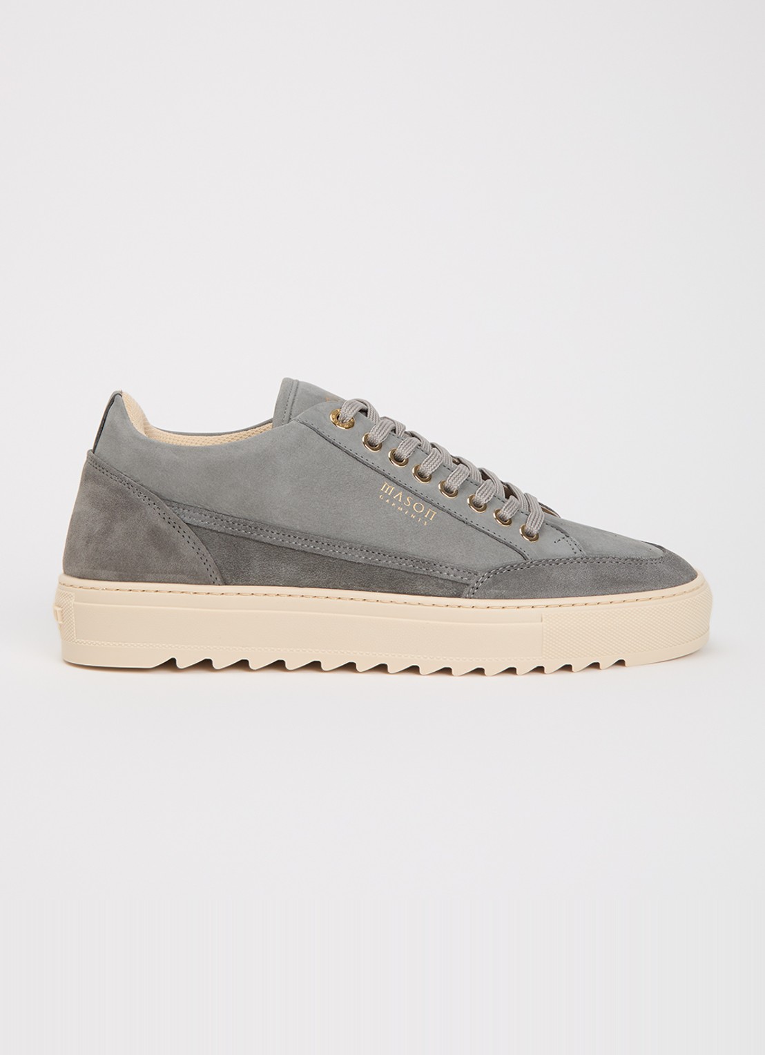 Mason Garments Tia sneaker van nubuck met details van suède - voorkant 5 donkergrijs