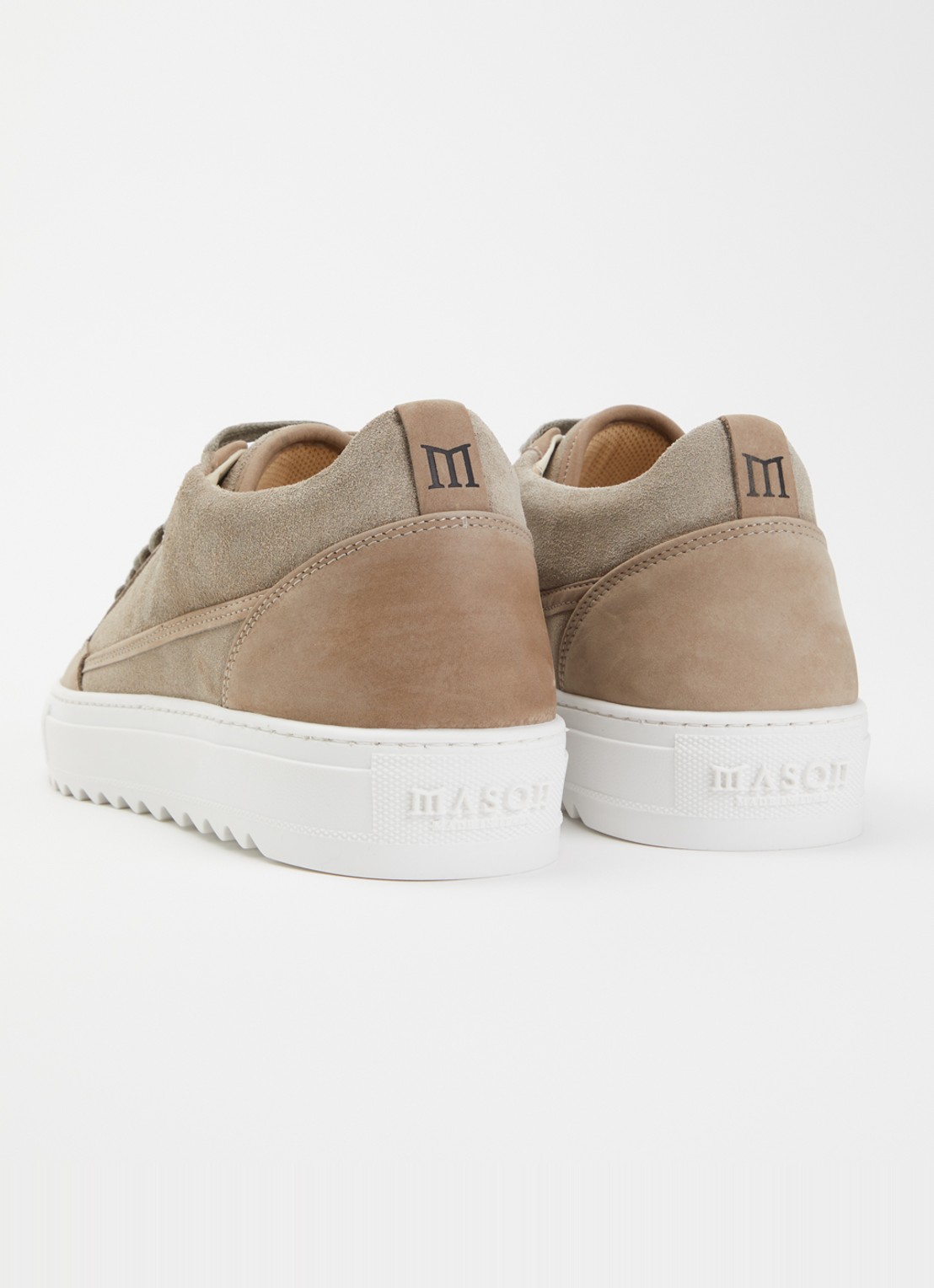 Mason Garments Tia sneaker van suède met details van nubuck - achterkant 2 taupe