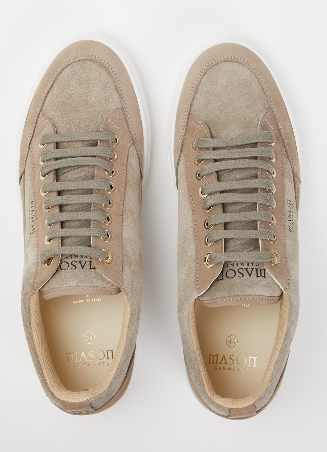 Mason Garments Tia sneaker van suède met details van nubuck - detail 4 taupe