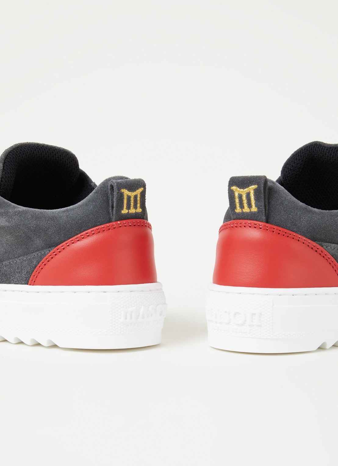 Mason Garments Tia sneaker van suède met leren details - detail 3 antraciet