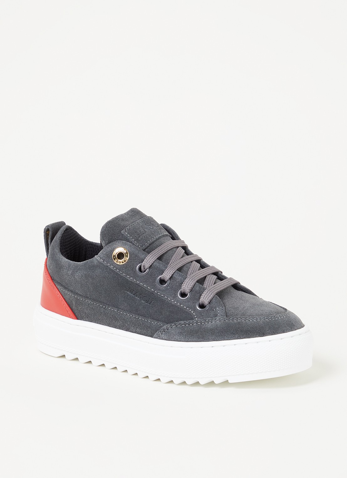 Mason Garments Tia sneaker van suède met leren details - voorkant antraciet