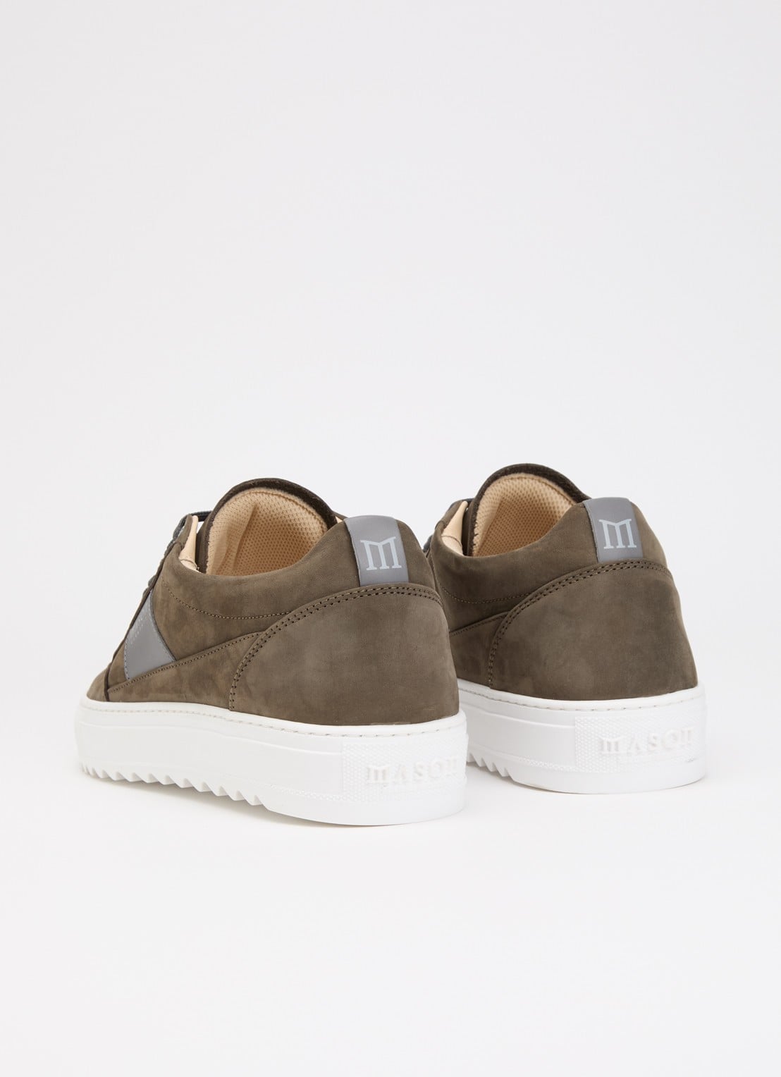 Mason Garments Tia Sport Mescolanza sneaker van nubuck met details van leer - achterkant olijfgroen
