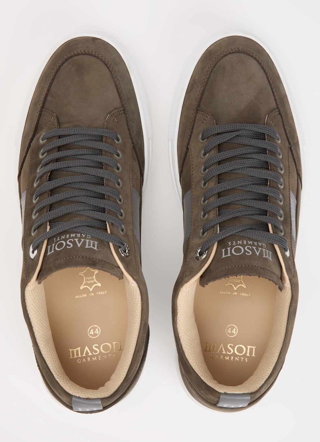 Mason Garments Tia Sport Mescolanza sneaker van nubuck met details van leer - detail 3 olijfgroen