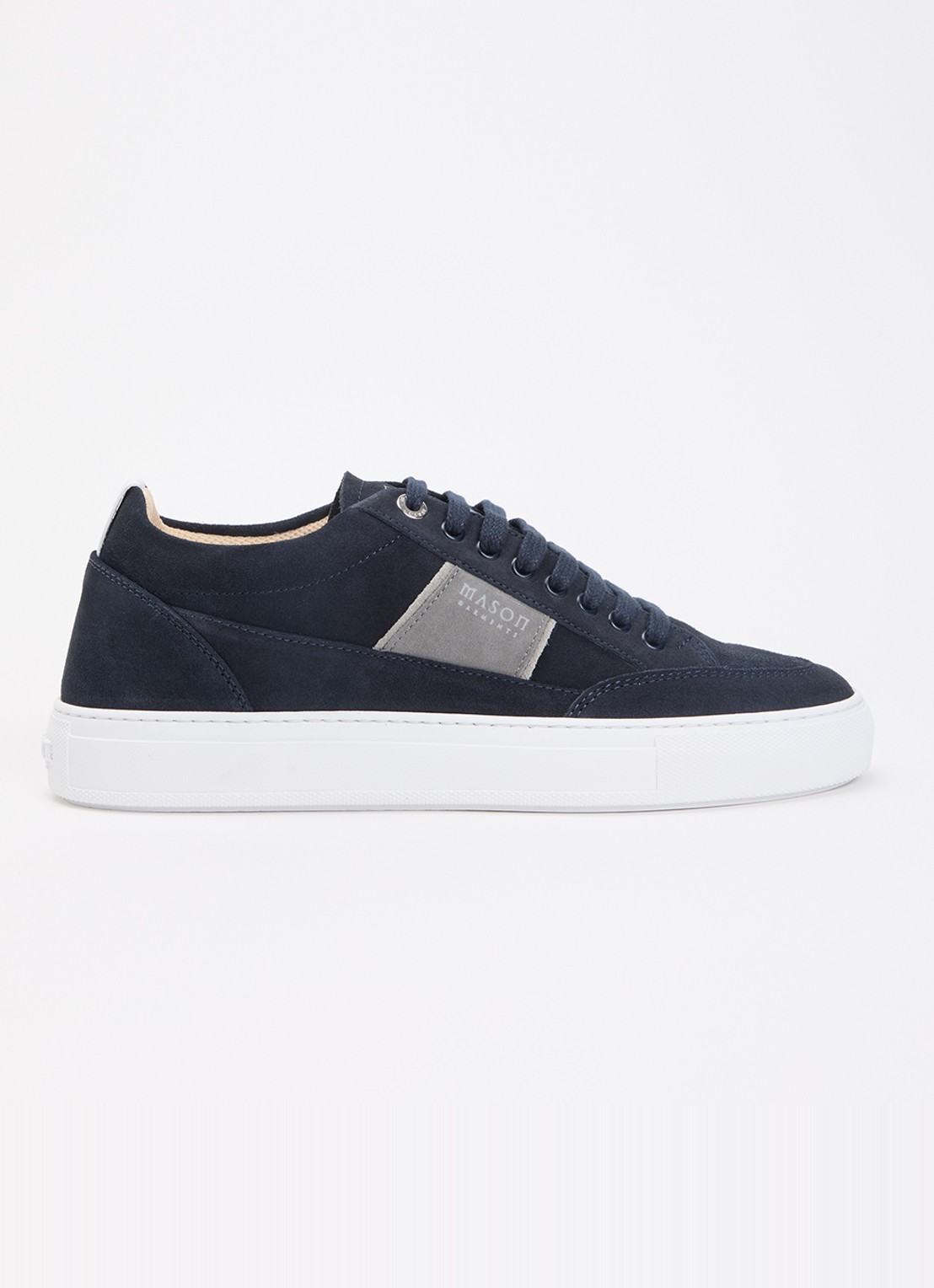 Mason Garments Tia Sport Sarbini sneaker van suède met nubuck details - voorkant 2 donkerblauw