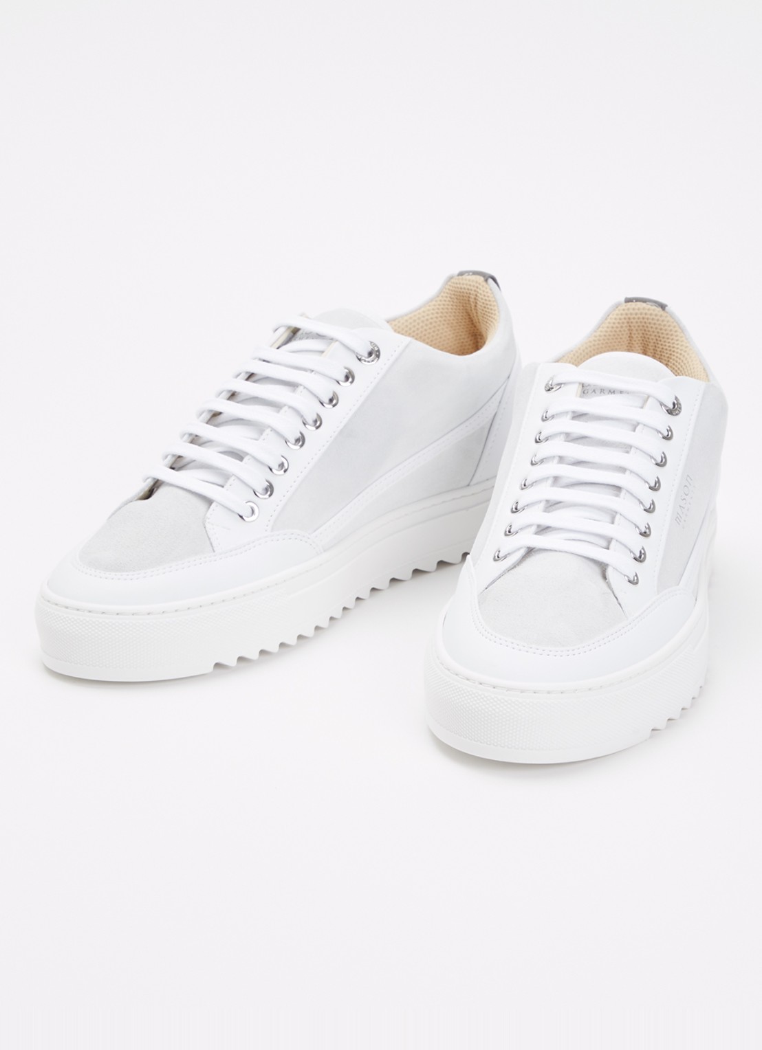 Mason Garments Tia Sport sneaker van suède met leren details - detail 3 wit
