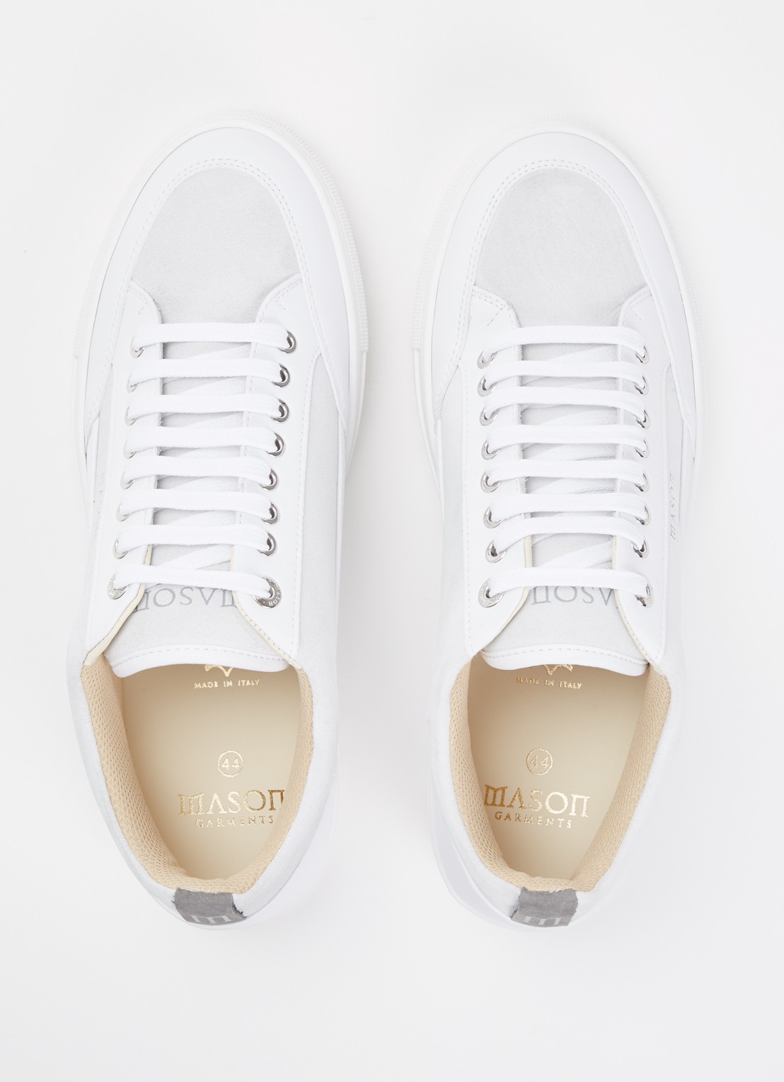 Mason Garments Tia Sport sneaker van suède met leren details - detail 4 wit