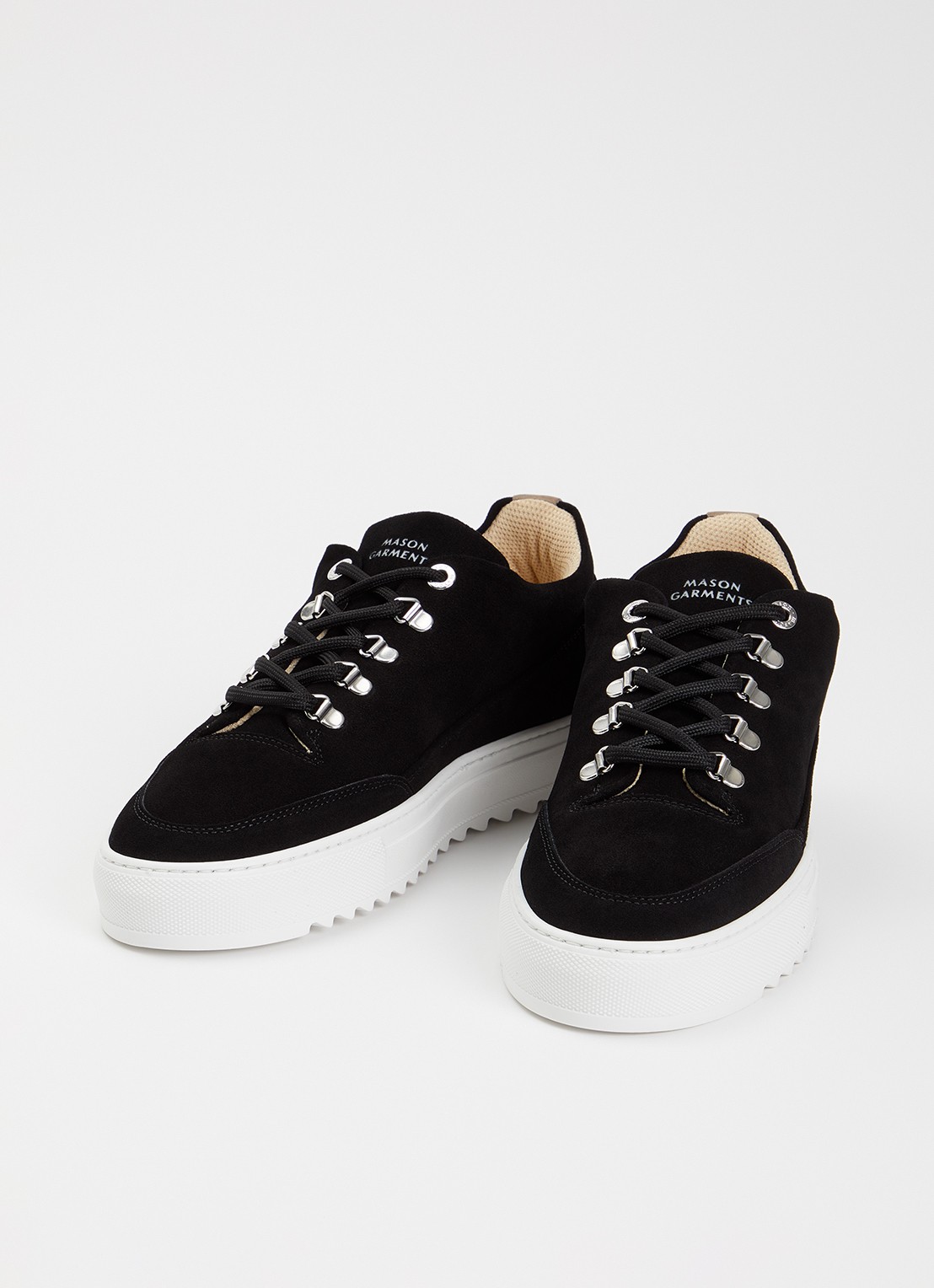 Mason Garments Torino sneaker van suède - detail zwart