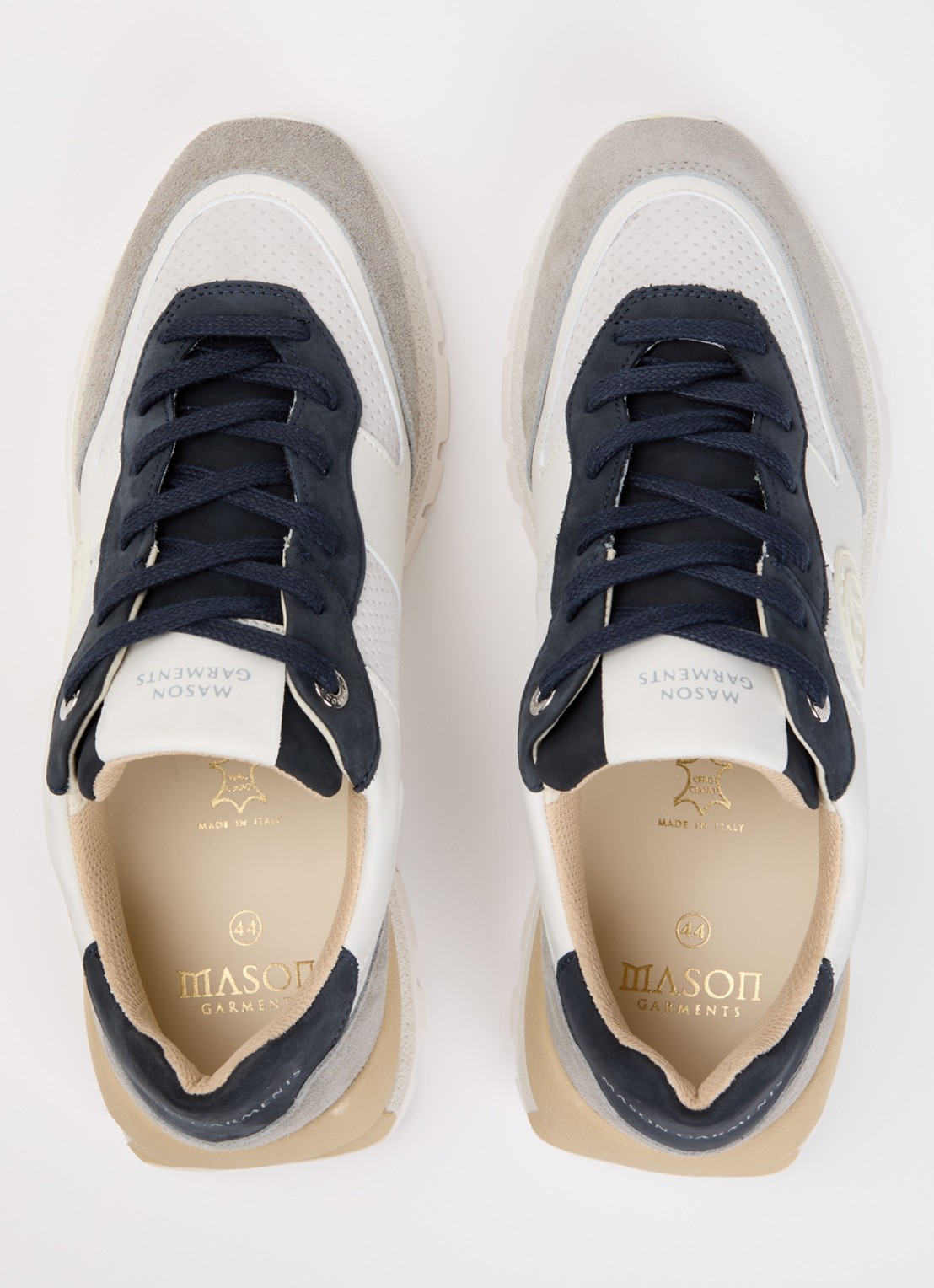 Mason Garments Trail Runner Essenziale sneaker van suède met leren details - detail 3 lichtgrijs