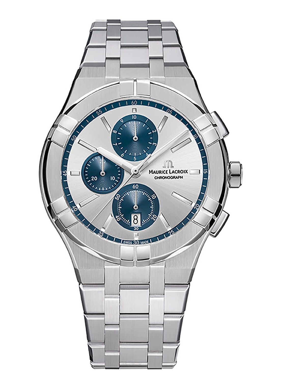 Maurice Lacroix Aikon Chronograaf horloge AI1118-SS002-230-1 - voorkant zilver