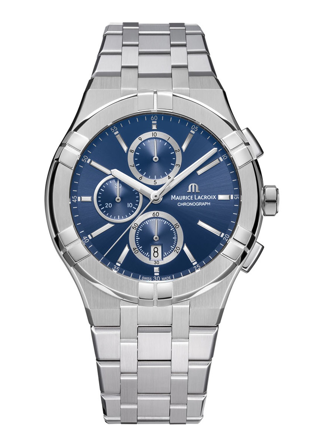 Maurice Lacroix Aikon Chronograaf horloge AI1118-SS002-430-1 - voorkant zilver