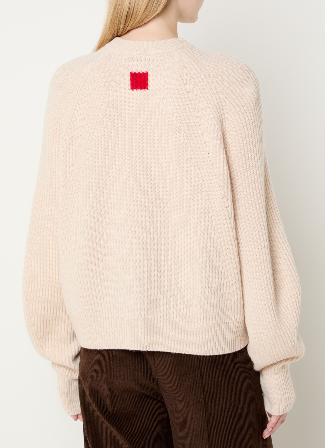 Max & Co Adagio ribgebreide trui in kasjmier wolblend - achterkant 3 beige