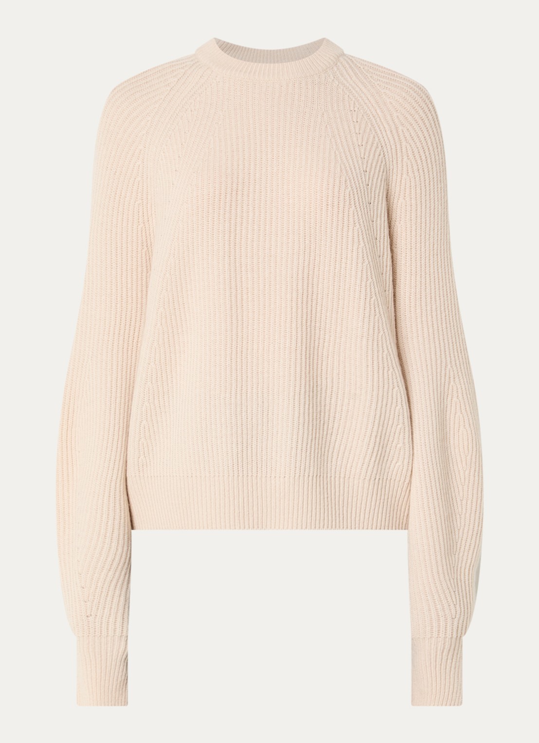 Max & Co Adagio ribgebreide trui in kasjmier wolblend - voorkant beige