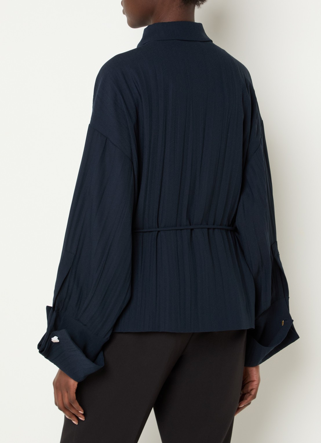 Max & Co Agitare blouse met strikceintuur - achterkant 4 donkerblauw