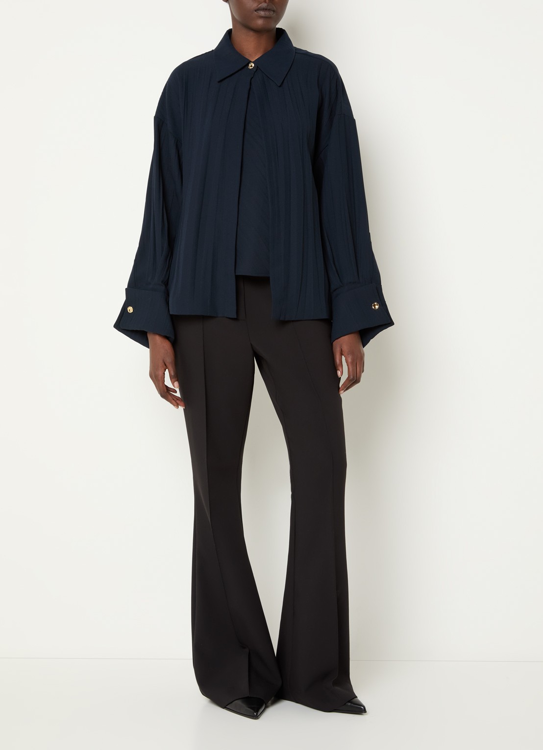 Max & Co Agitare blouse met strikceintuur - voorkant 3 donkerblauw