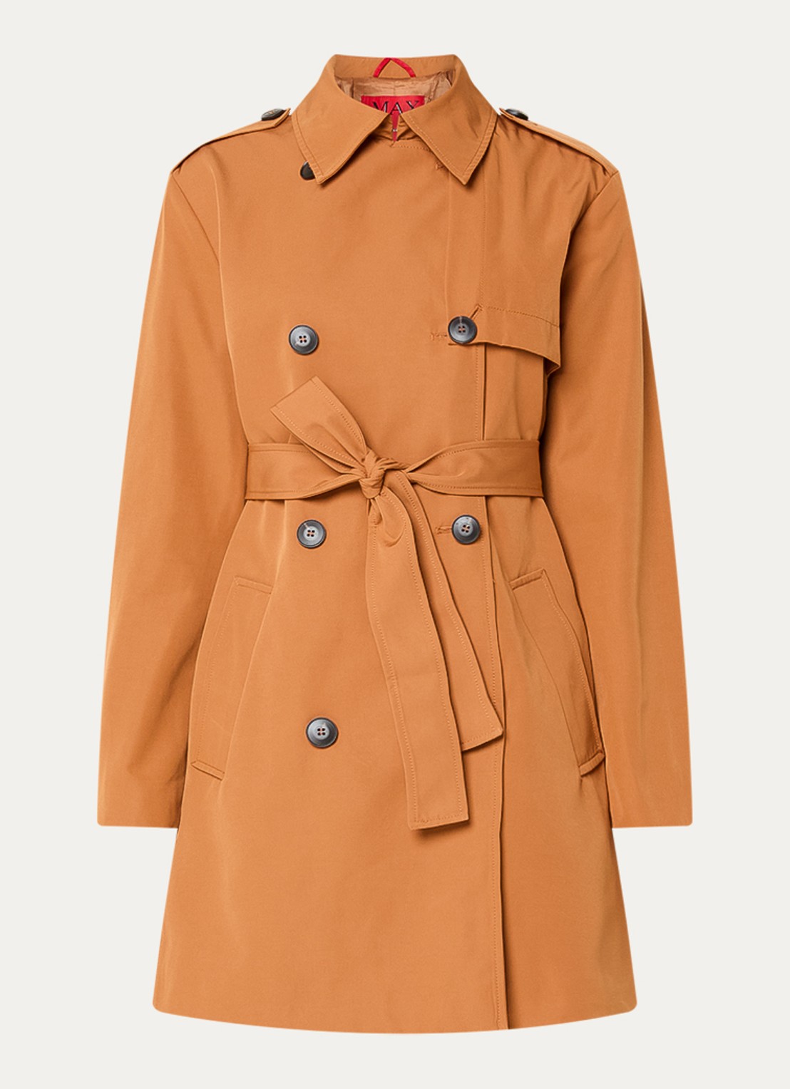 Max & Co Aris double-breasted trenchcoat met strikceintuur en steekzakken - voorkant oranjebruin