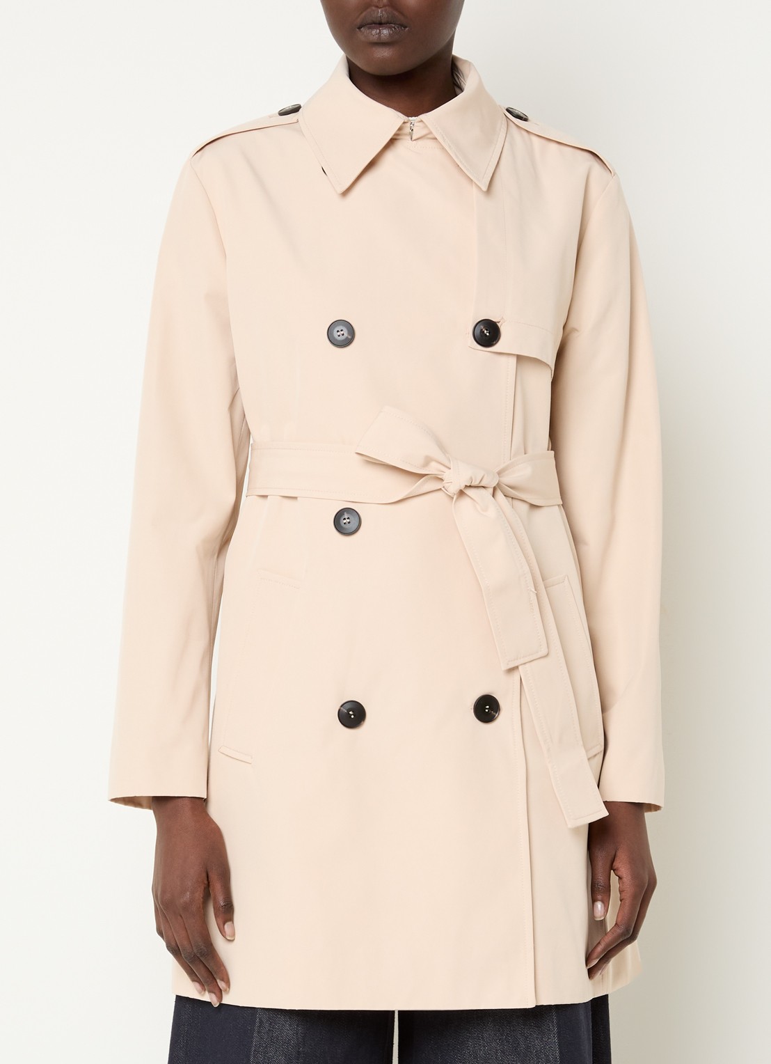Max & Co Aris double-breasted trenchcoat met strikceintuur en steekzakken - detail 2 creme