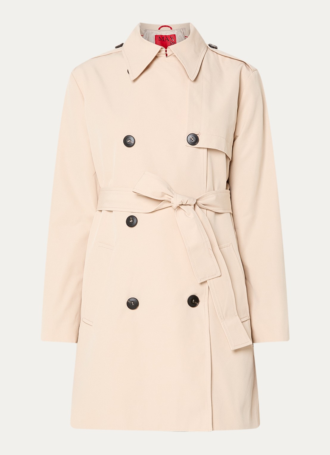 Max & Co Aris double-breasted trenchcoat met strikceintuur en steekzakken - voorkant 3 creme