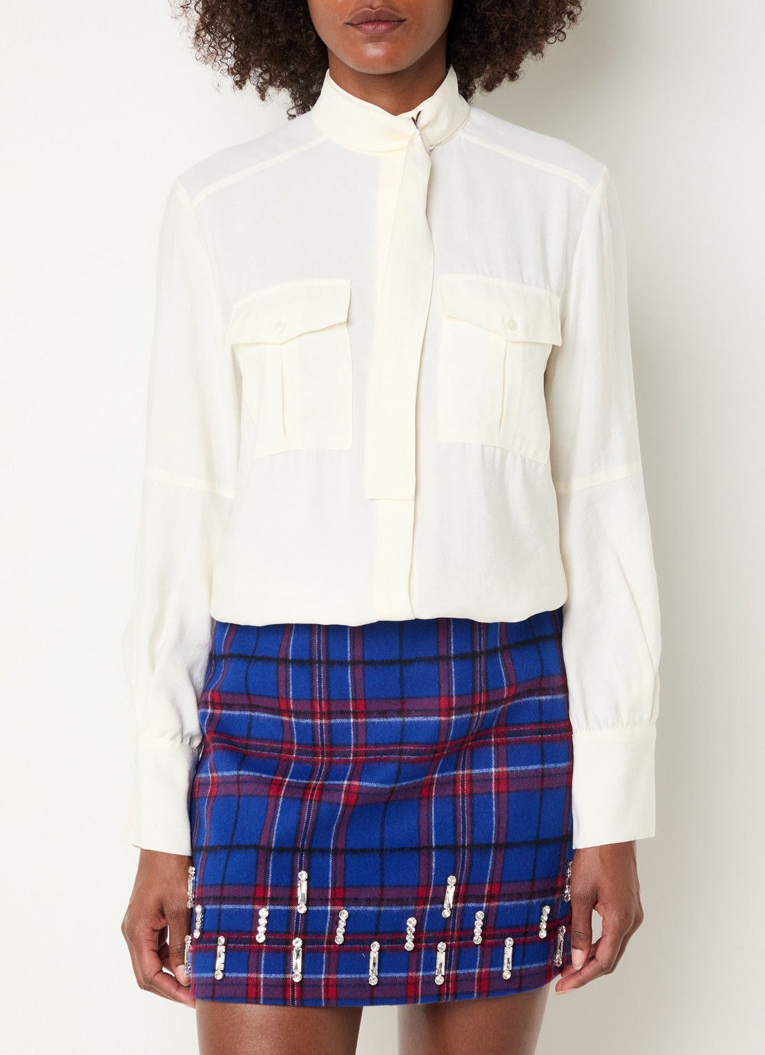 Max & Co Avde blouse met borstzakken - detail ivoor