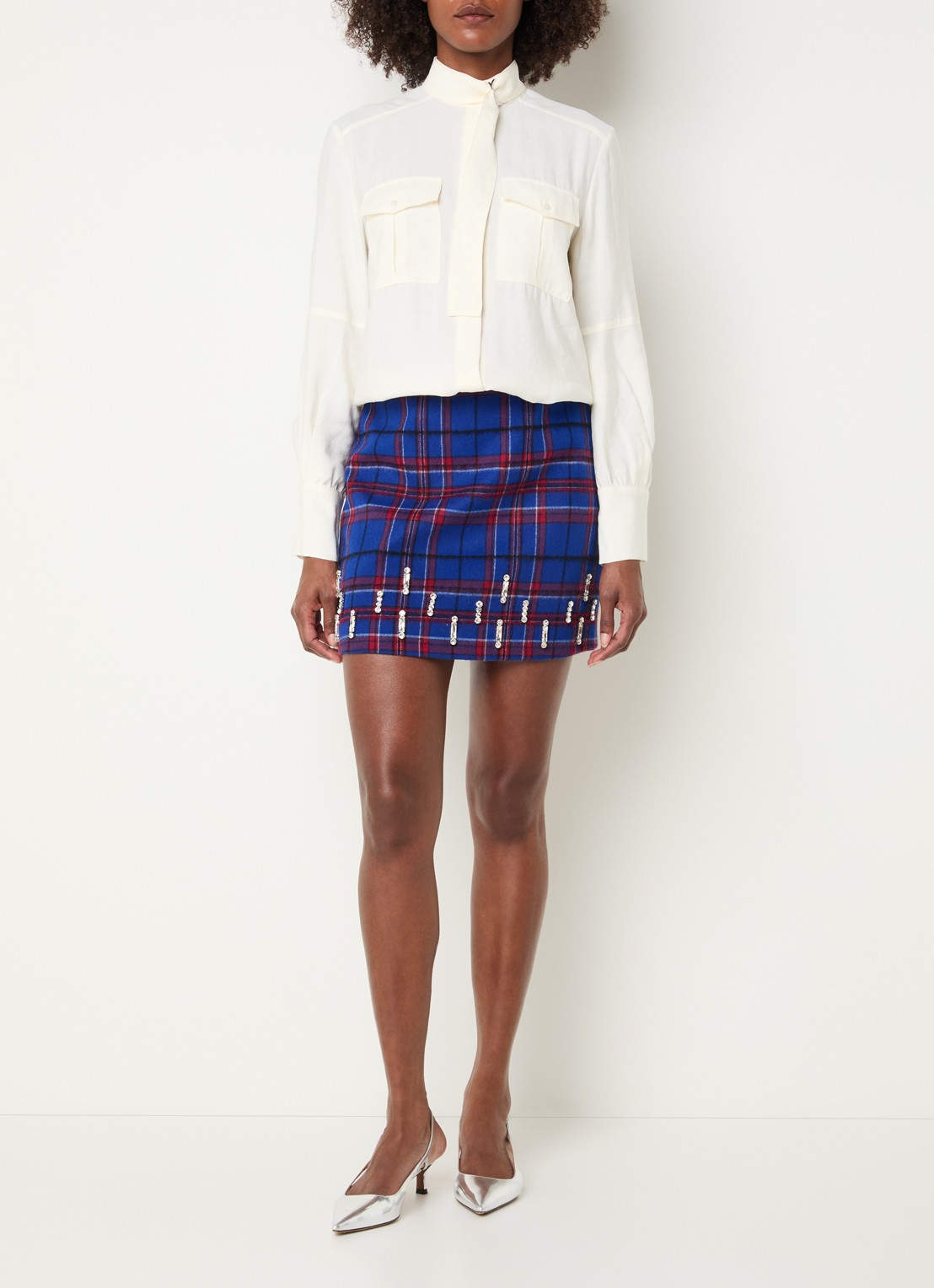 Max & Co Avde blouse met borstzakken - voorkant 4 ivoor