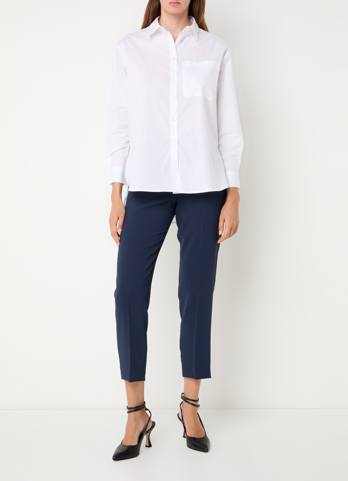 Max & Co Bari blouse met borstzak - voorkant 4 wit