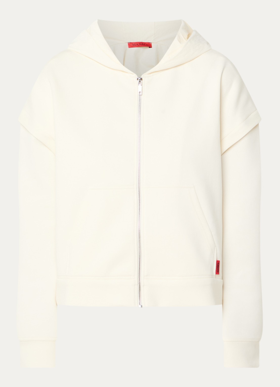 Max & Co Bavero sweatvest met capuchon - voorkant 3 gebroken wit