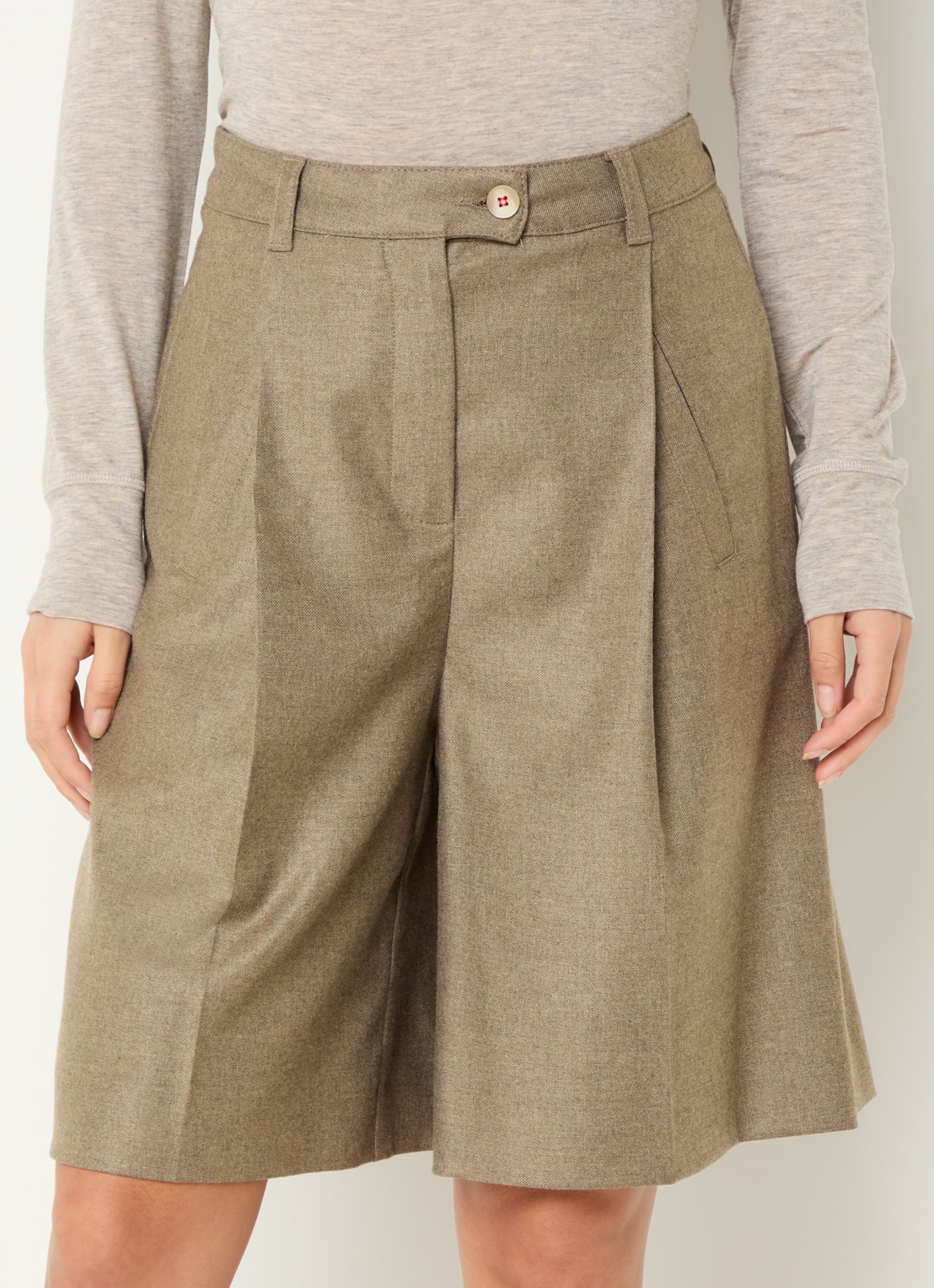 Max & Co Blazer in wolblend met paspelzakken - detail khaki