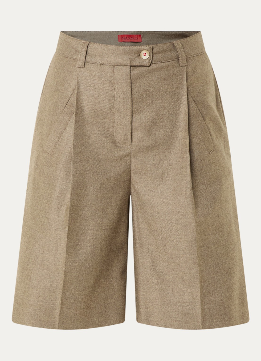 Max & Co Blazer in wolblend met paspelzakken - voorkant 2 khaki