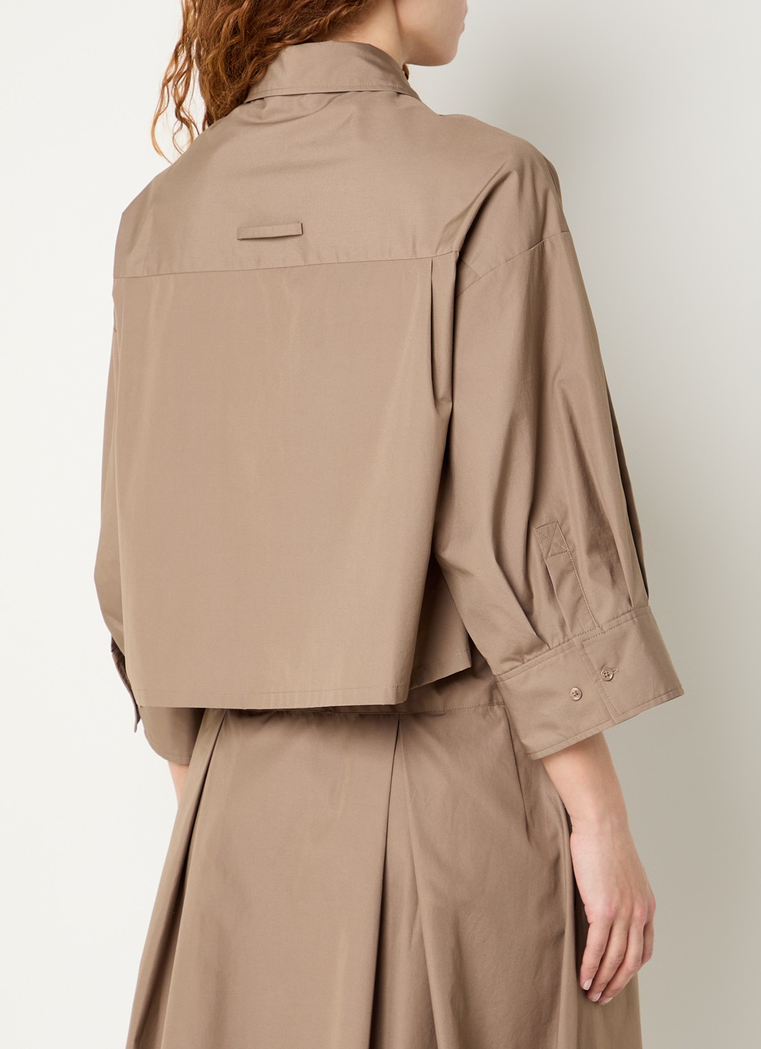 Max & Co Blouse met halflange mouw en borstzak - achterkant 3 lichtbruin
