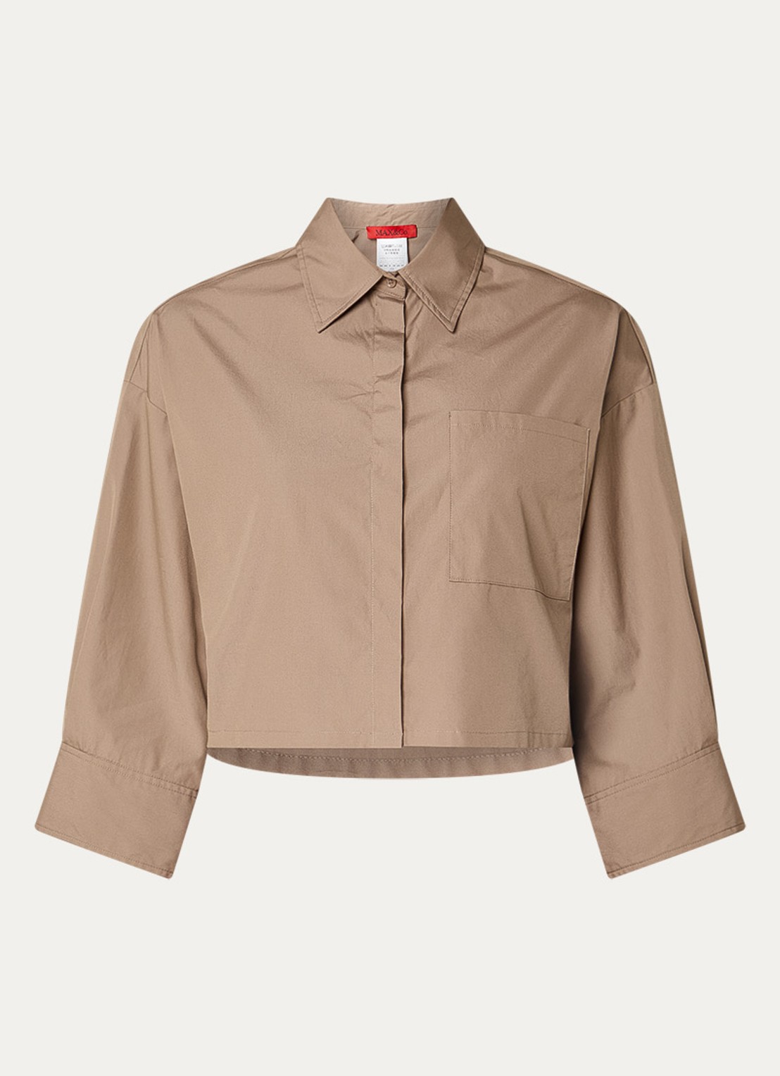 Max & Co Blouse met halflange mouw en borstzak - voorkant lichtbruin