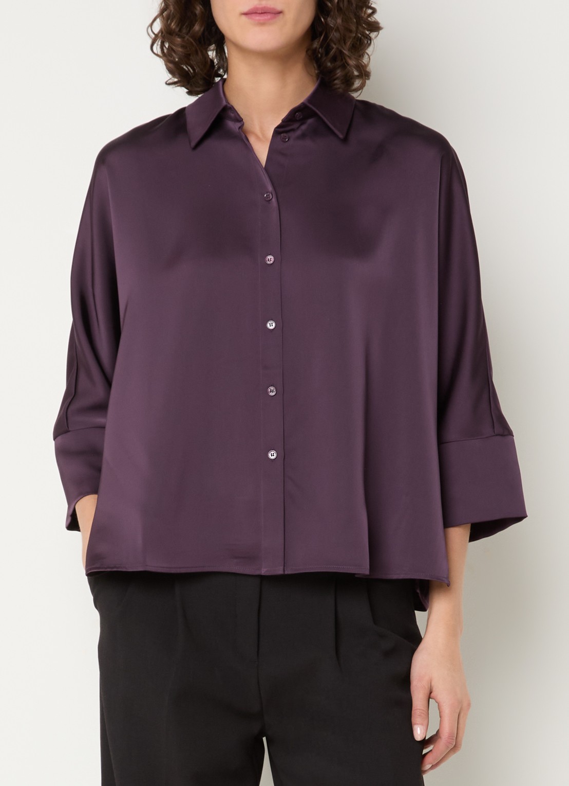 Max & Co Blouse van satijn - detail 3 paars