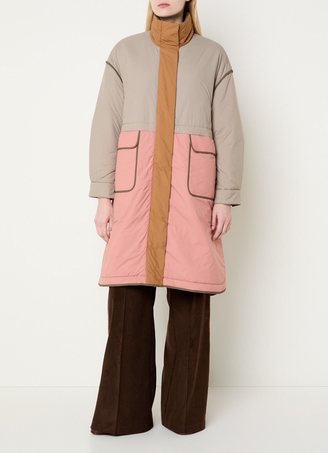 Max & Co Buona longline puffer jas  - detail beige
