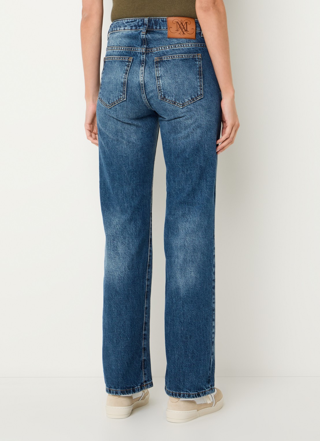 Max & Co Cablo high waist wide leg jeans met medium wassing - achterkant donkerblauw