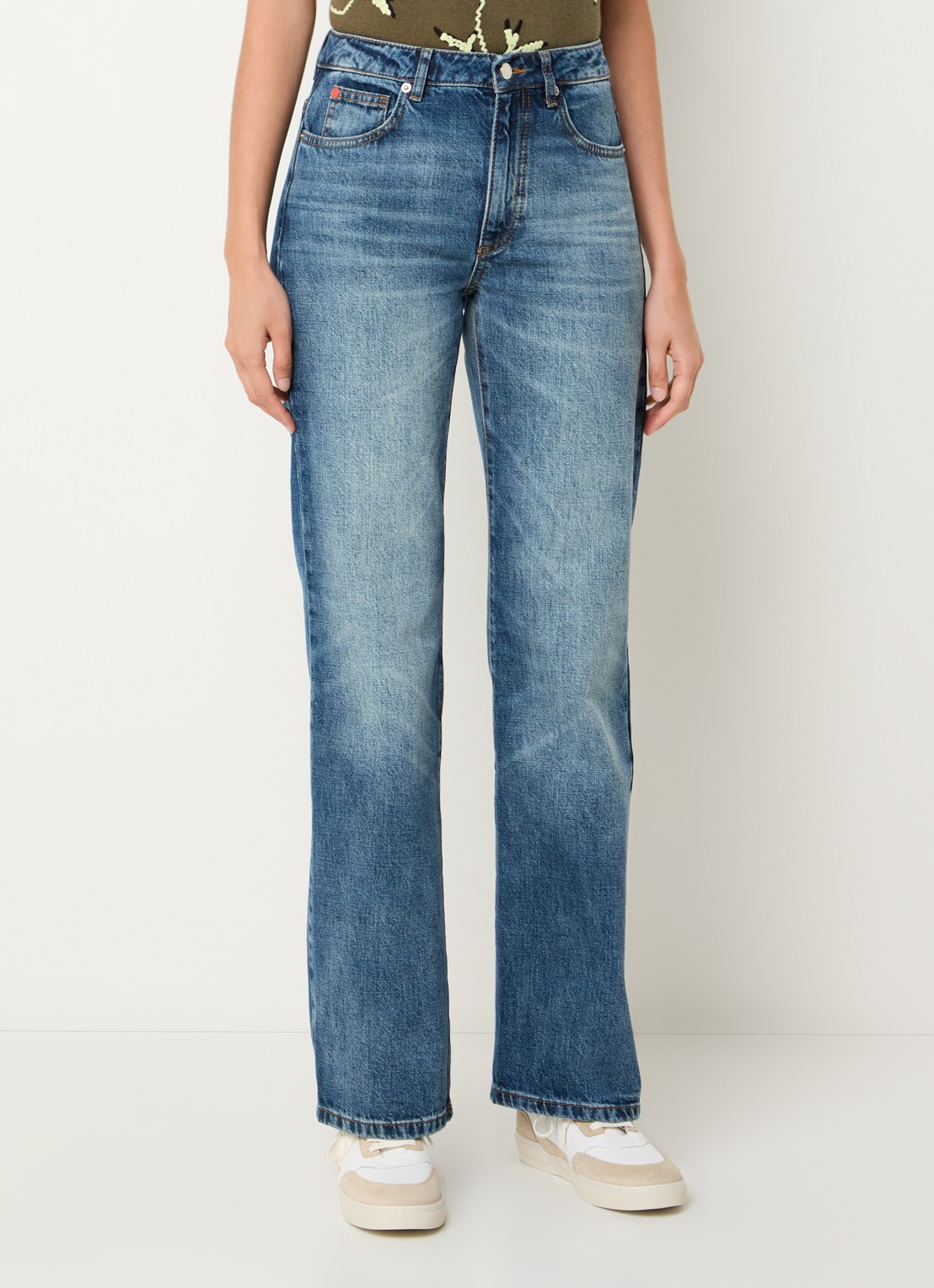 Max & Co Cablo high waist wide leg jeans met medium wassing - detail 2 donkerblauw