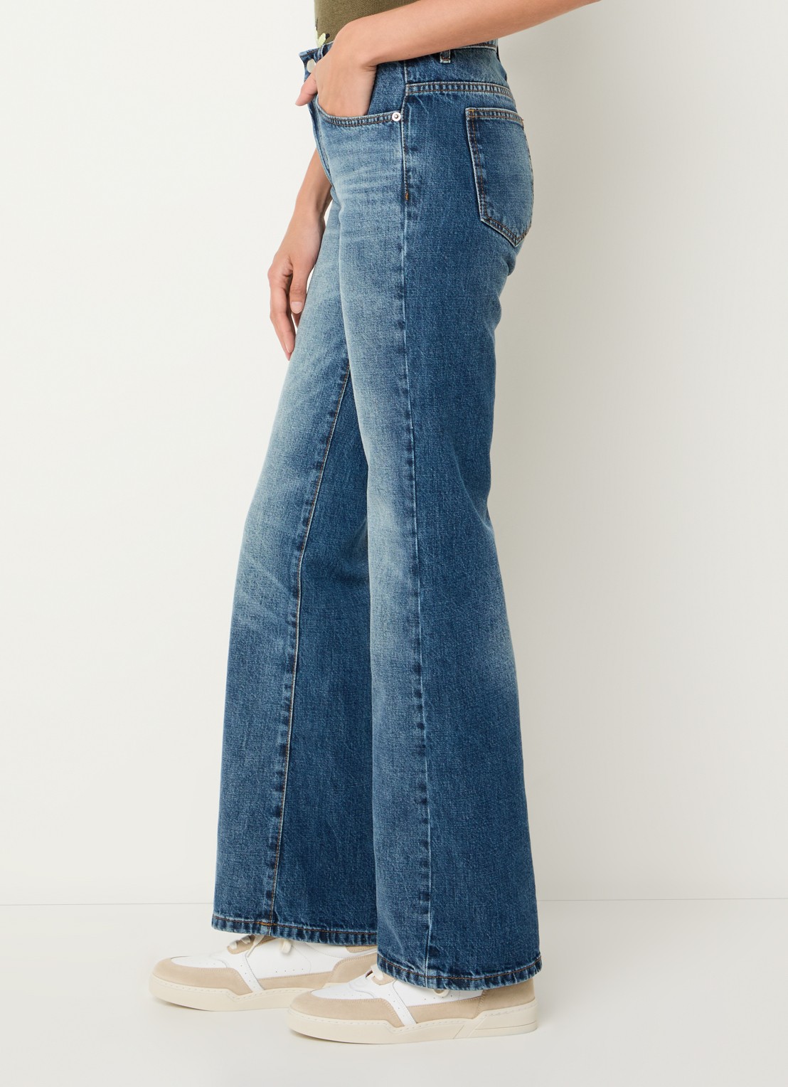 Max & Co Cablo high waist wide leg jeans met medium wassing - detail 3 donkerblauw