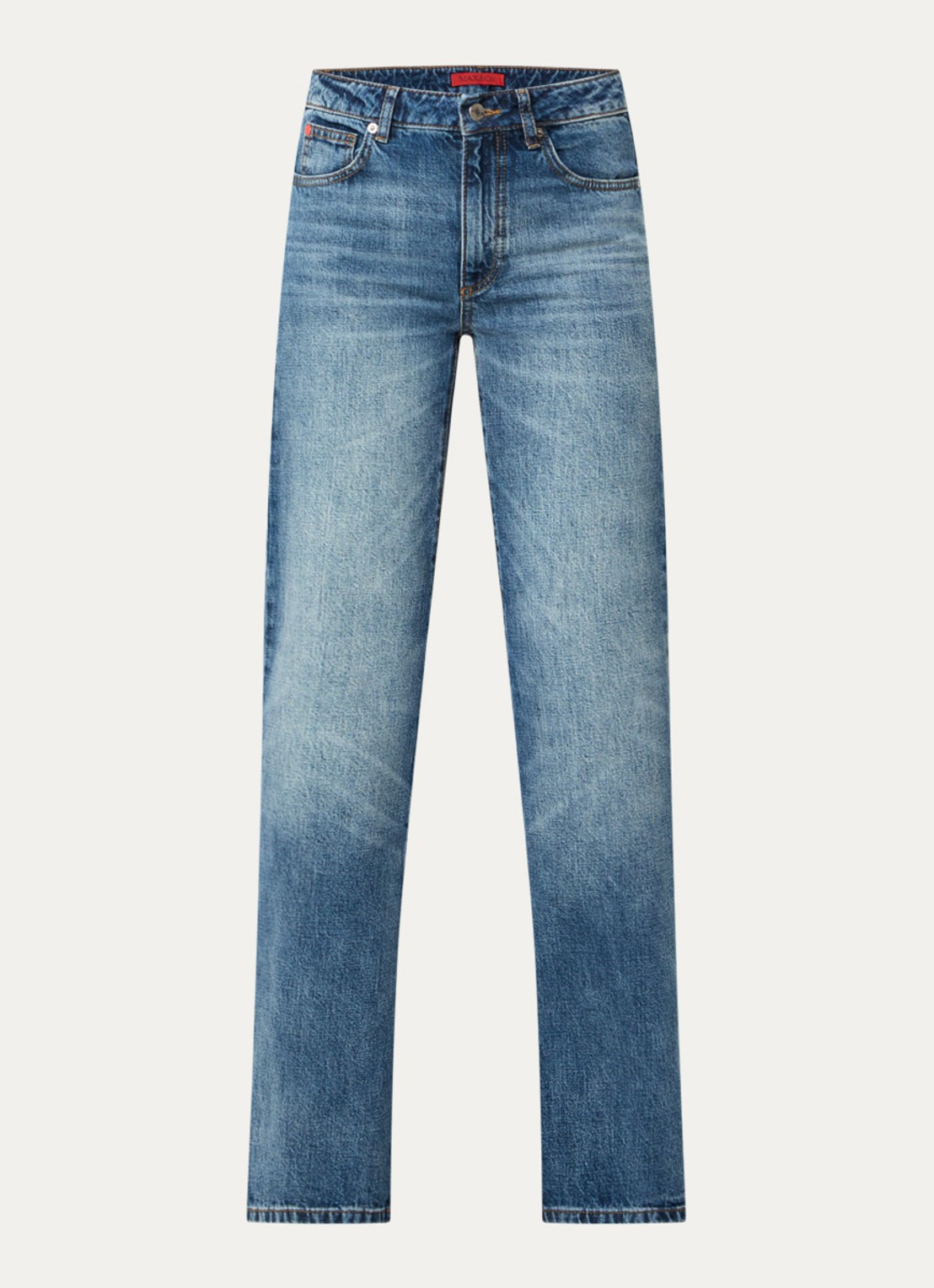 Max & Co Cablo high waist wide leg jeans met medium wassing - voorkant 4 donkerblauw