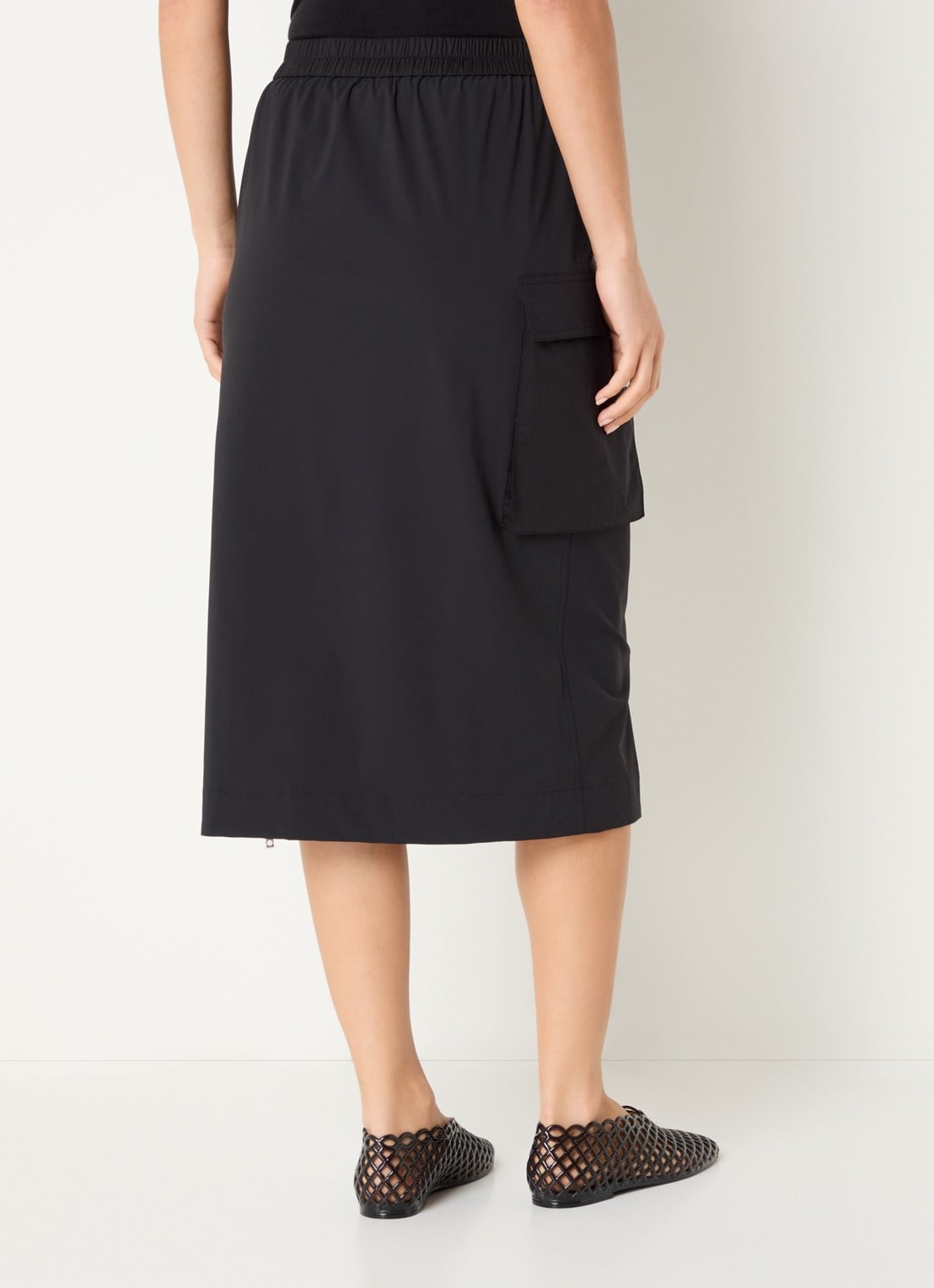 Max & Co Calco midi rok met klepzak - achterkant 3 zwart