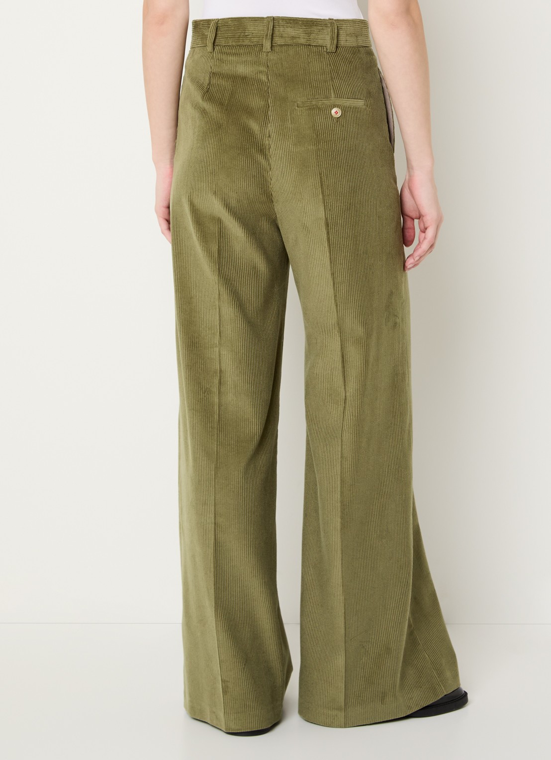 Max & Co Cane high waist flared fit pantalon van corduroy - achterkant 4 mosgroen