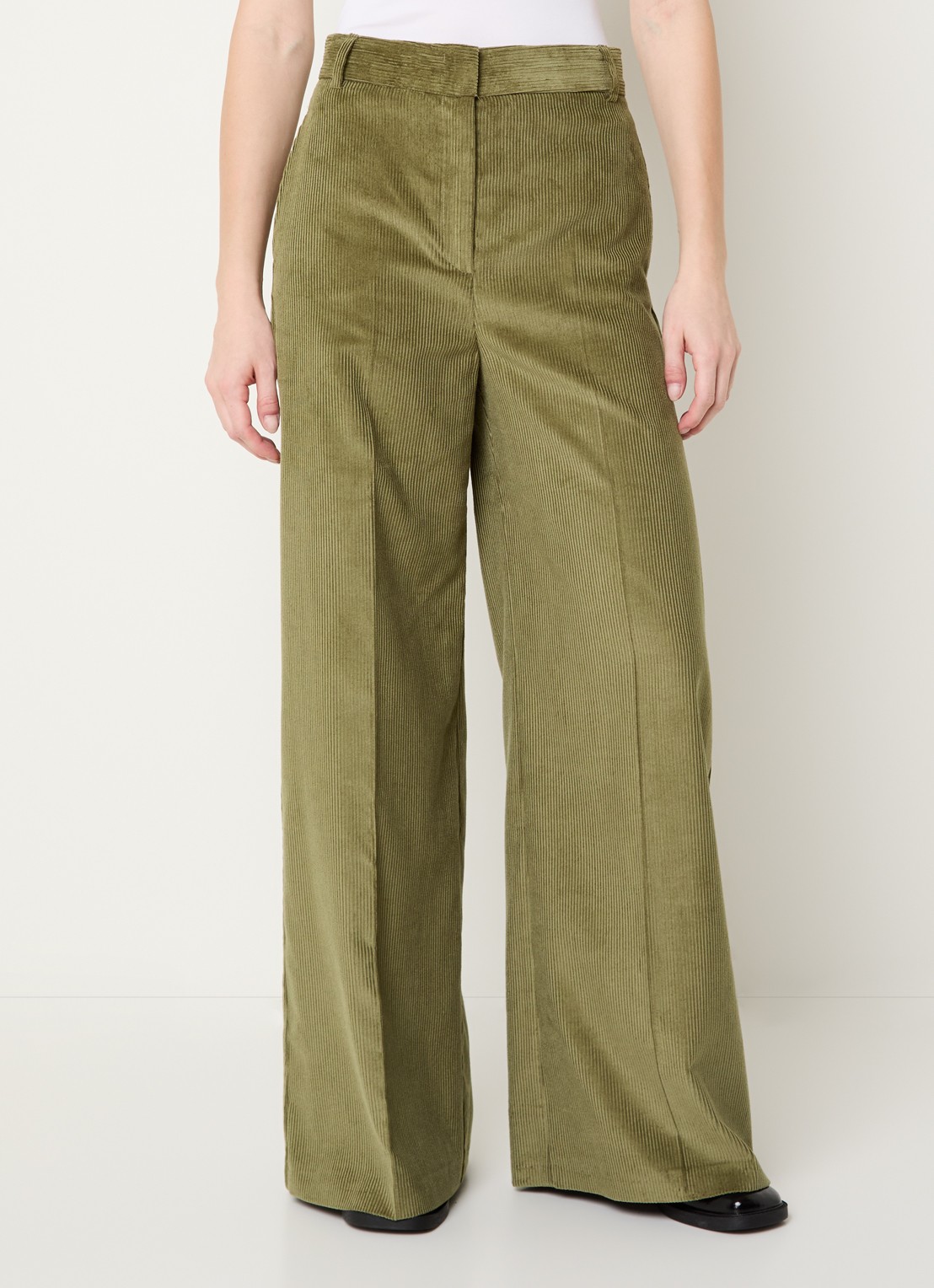 Max & Co Cane high waist flared fit pantalon van corduroy - detail 3 mosgroen