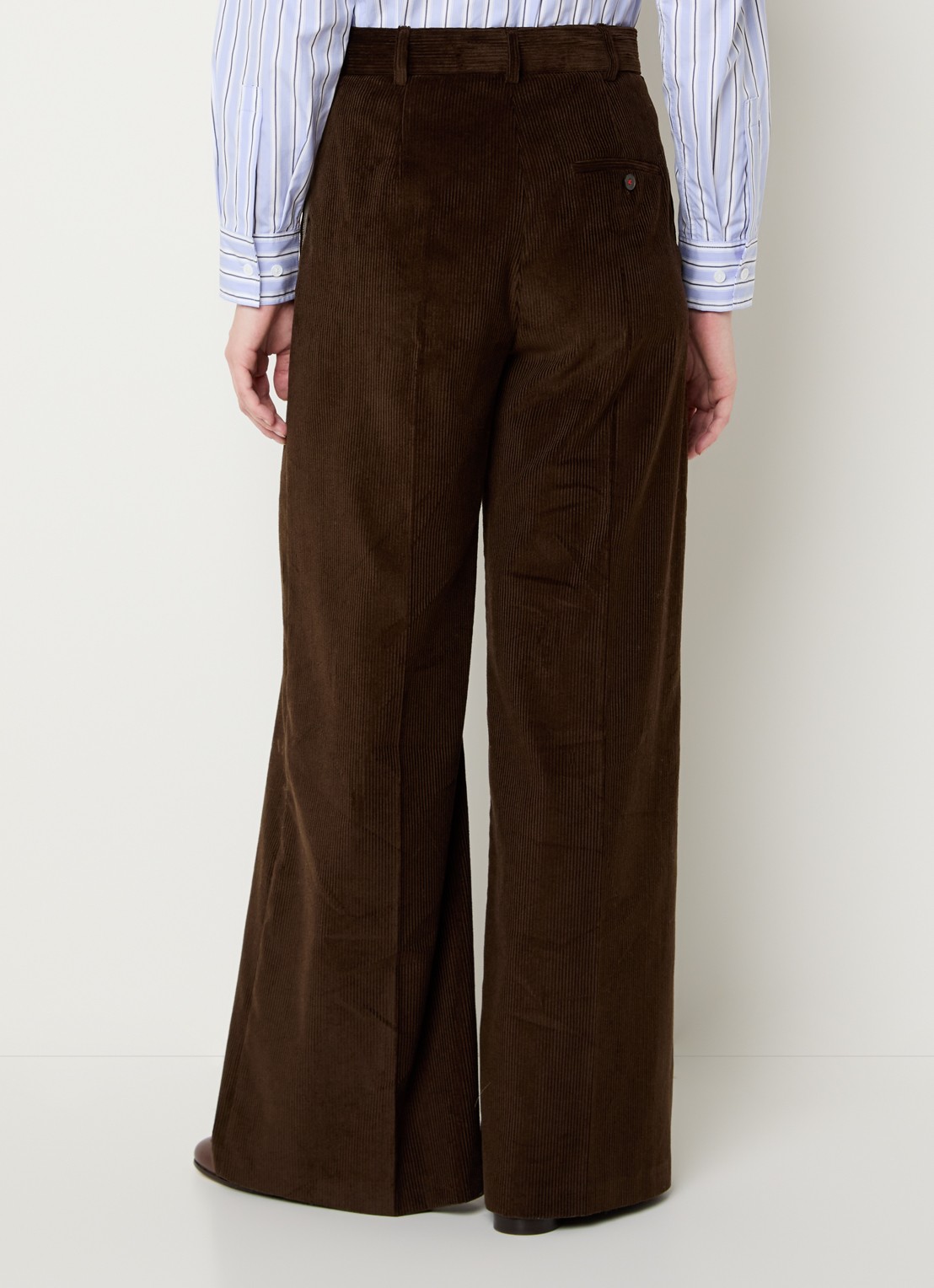 Max & Co Cane high waist flared fit pantalon van corduroy - achterkant 4 donkerbruin