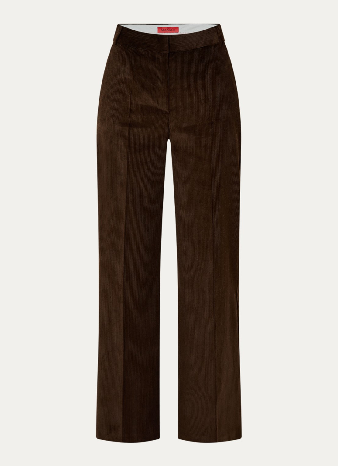 Max & Co Cane high waist flared fit pantalon van corduroy - voorkant donkerbruin